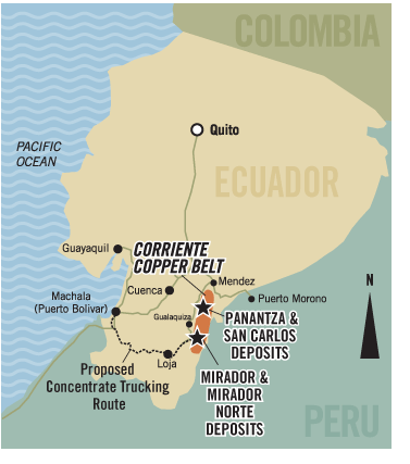 Corriente Copper Belt Asset Map